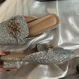 glitter & gold loafer slides BRAND NEW